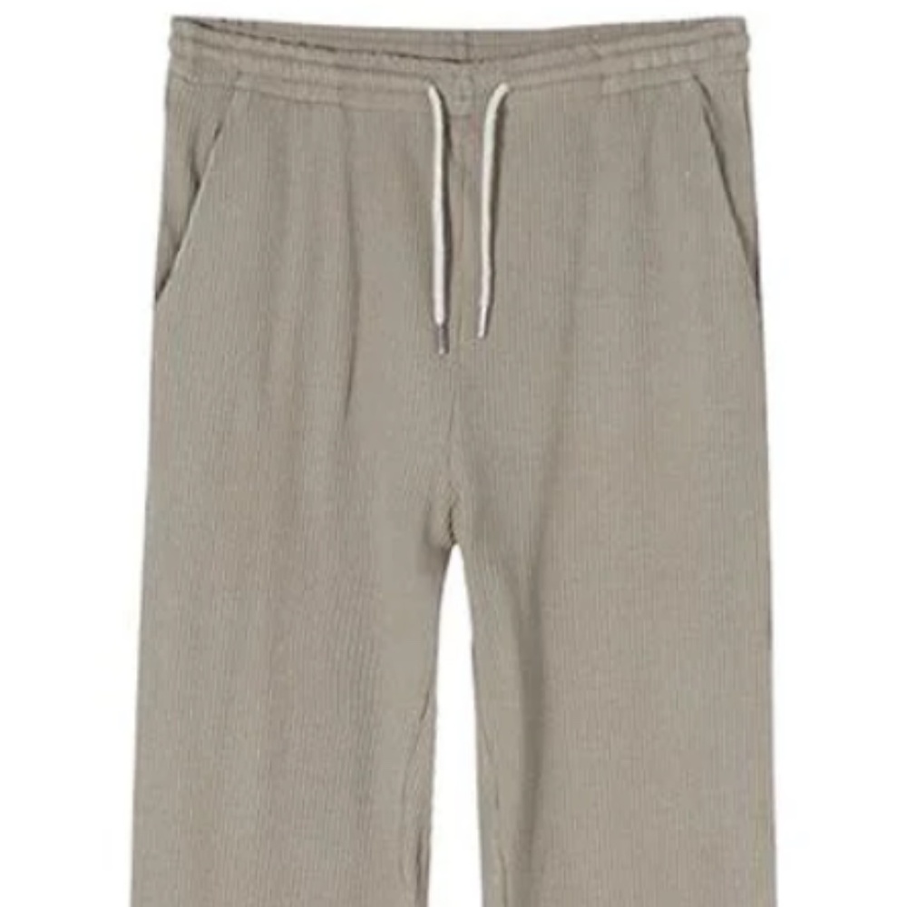 NWT REALTAKAI Men's Wide Drawstring Pants in Cream | Size L
